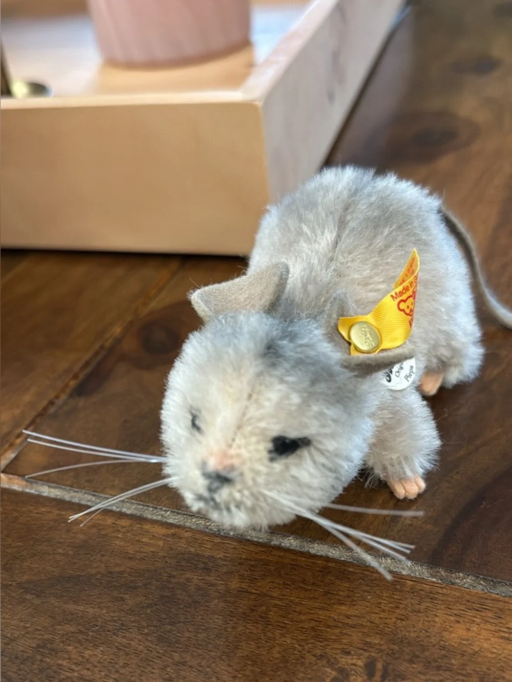 Gray Plush Mouse with Yellow Ear Tag Steiff collection